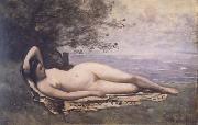 Jean Baptiste Camille  Corot, Bacchante couchee au bord de la mer (mk11)